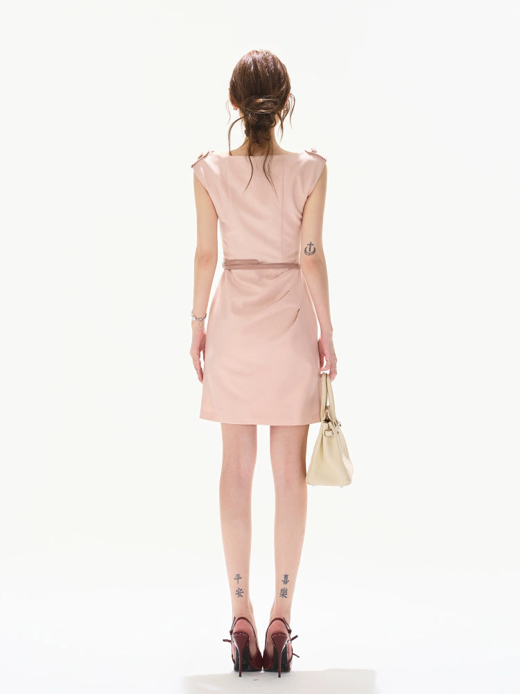 V-Neck Tailored Mini Dress