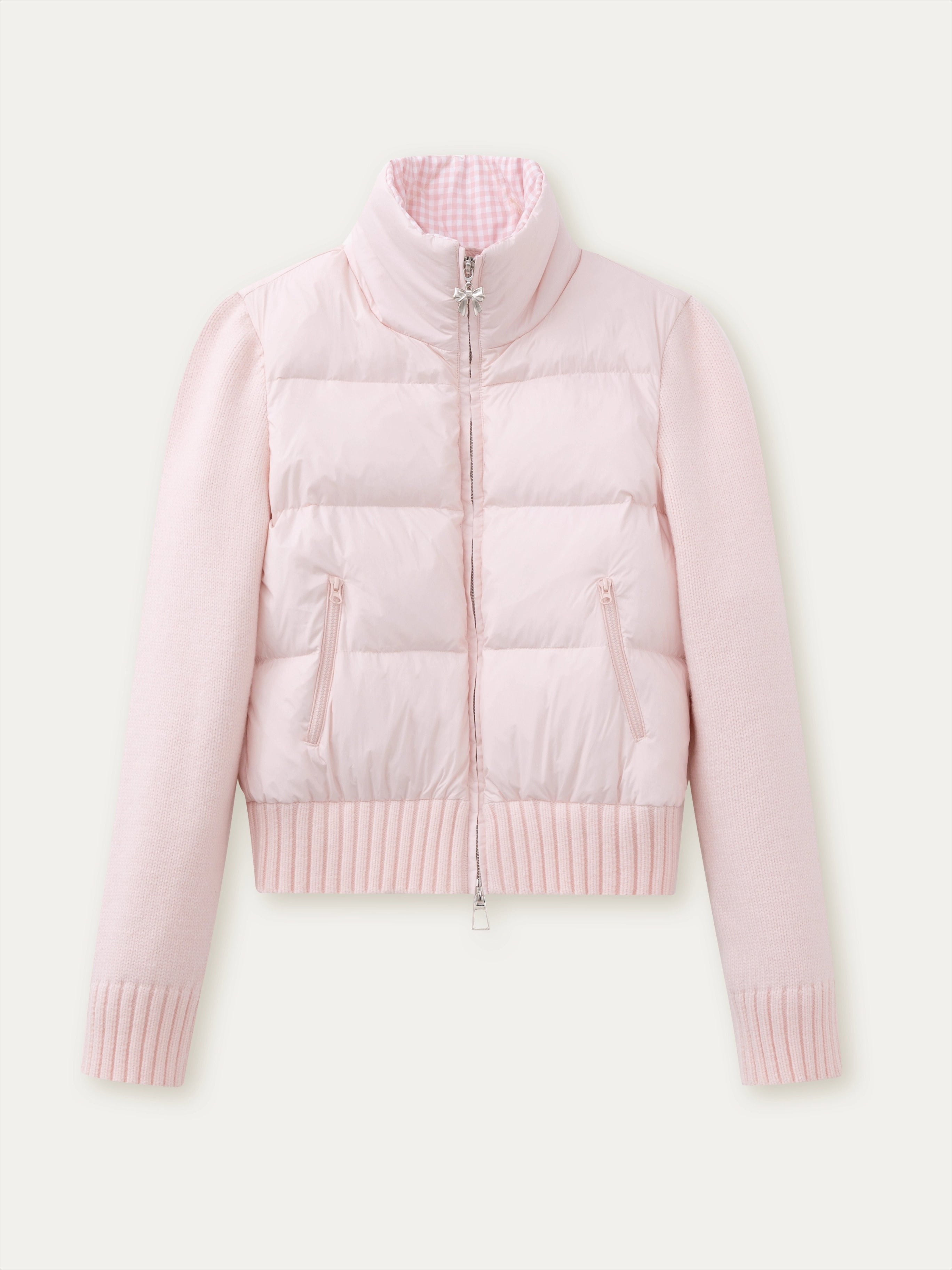 Powder Pink Knit Down Jacket