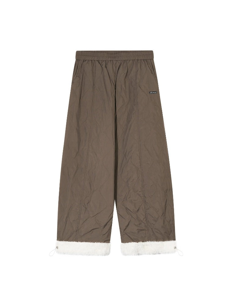 Raw-Hem Patchwork Wide-Leg Pants