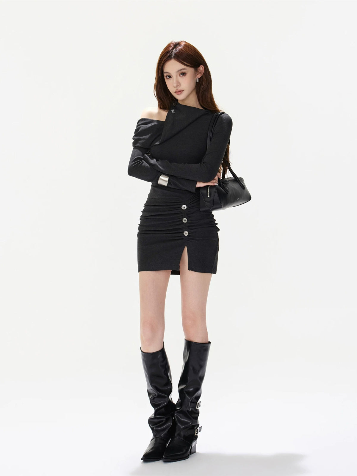 One Shoulder Ruched Dress