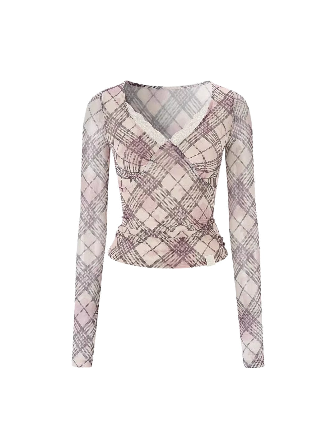 Plaid Mesh Lace Tee