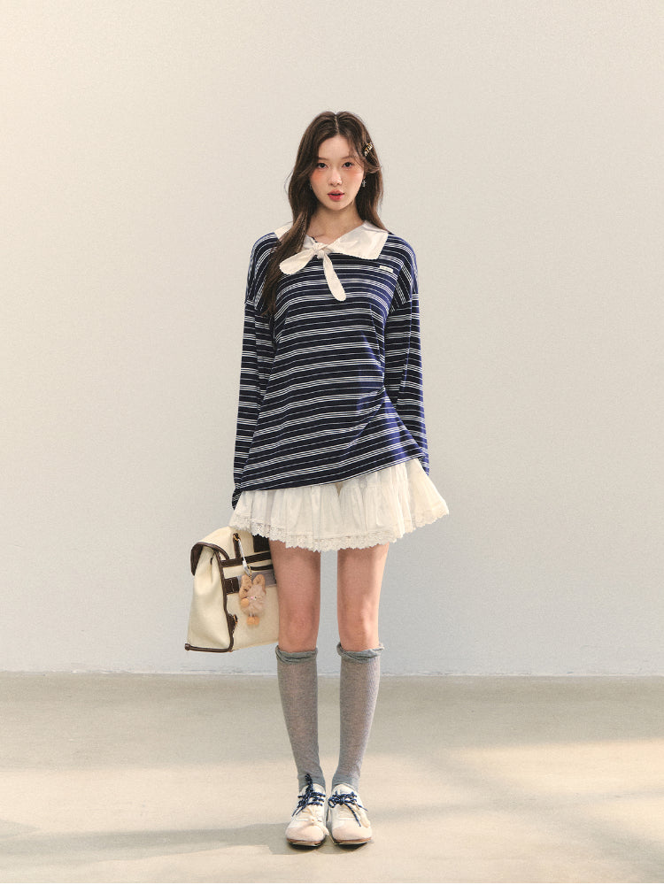 Bow Tie Stripe Long-Sleeve T-Shirt