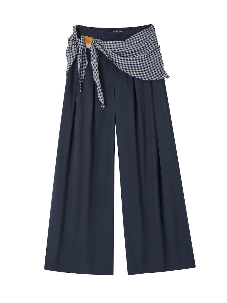 Straight-leg Floor-length Layered Wide-leg Pants