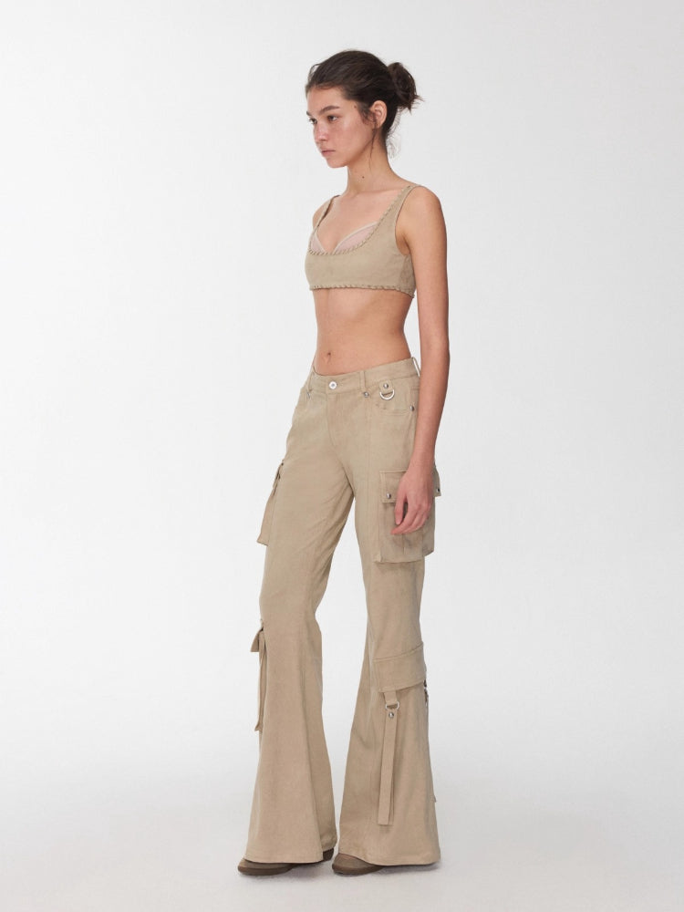 Suede Mesh Lace-Up Bralette