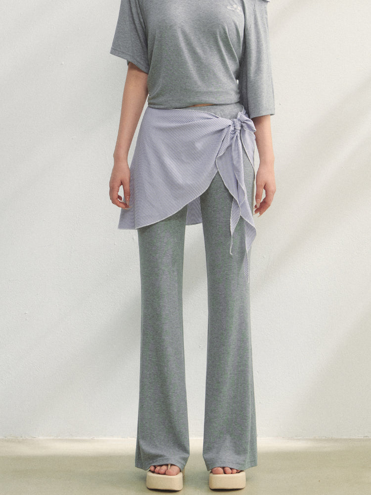 Checkered Asymmetric Shoulder Short-Sleeve T-Shirt & Pants Set