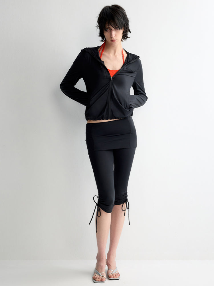 Hooded Drawstring Short Coat