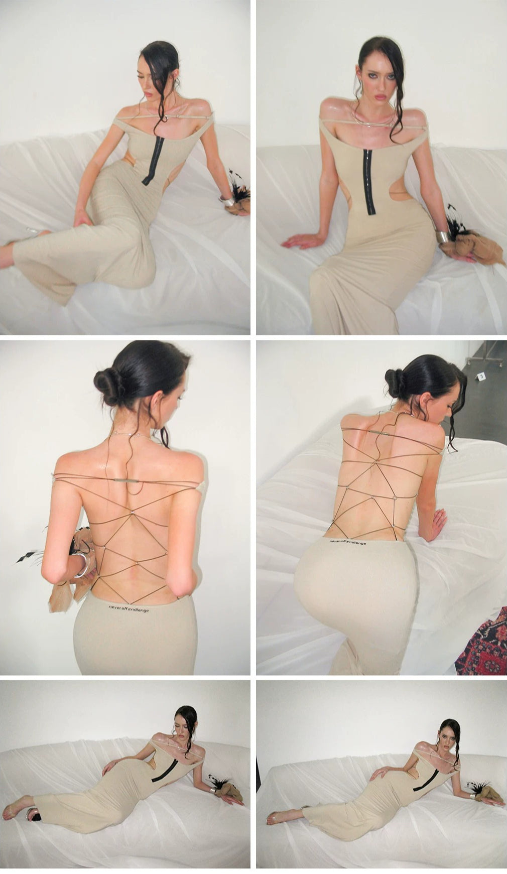 Khaki Lace-Up Halter Mermaid Dress