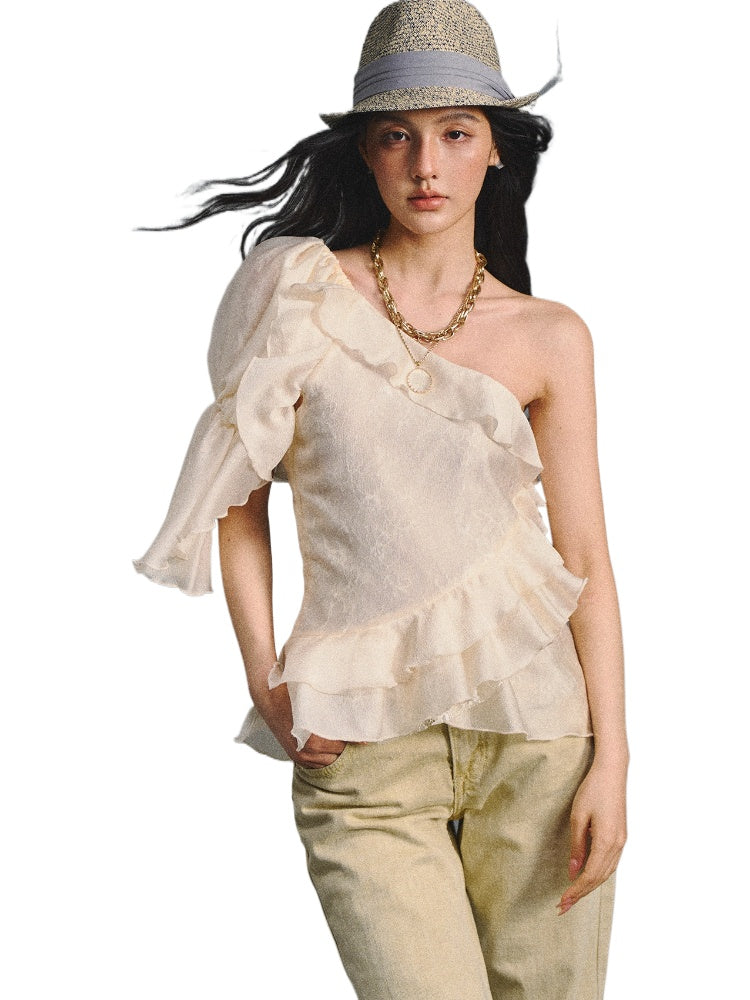 Romantic Lace One-Shoulder Top