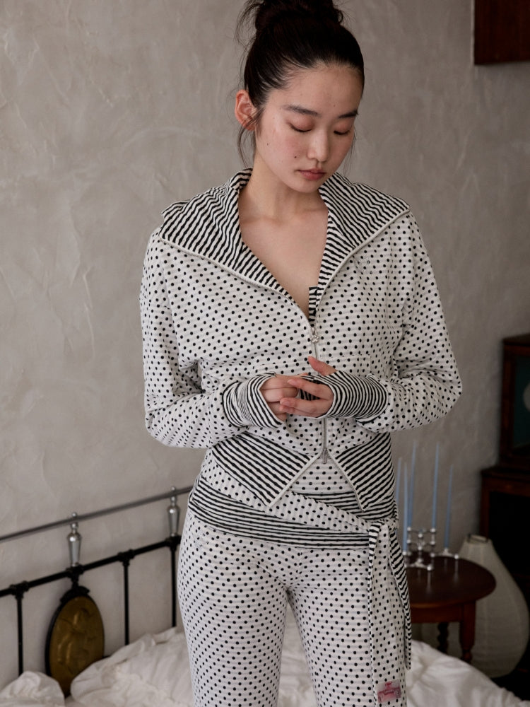 Double-Slider Small Polka Dot Devil Horn Hoodie