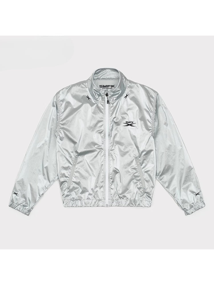 Silver & Black Loose Oversized Sports Jacket