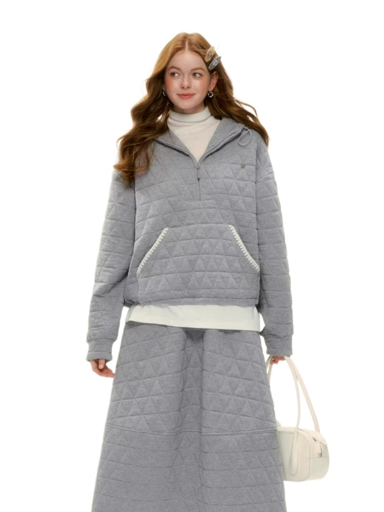 Quilted Shell Embroidery Hoodie Set