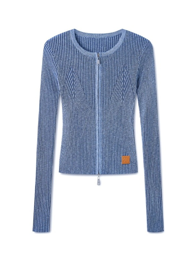 Batwing Knit Zip-Up Cardigan