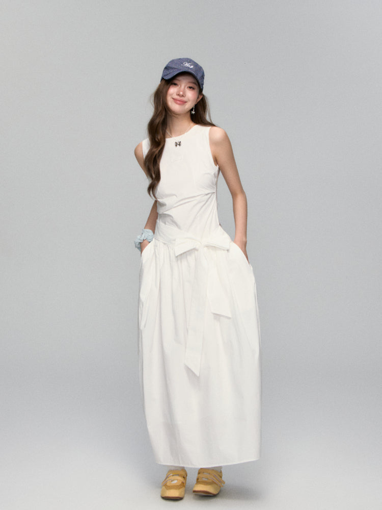 Sleeveless Tie-Waist A-Line Sundress