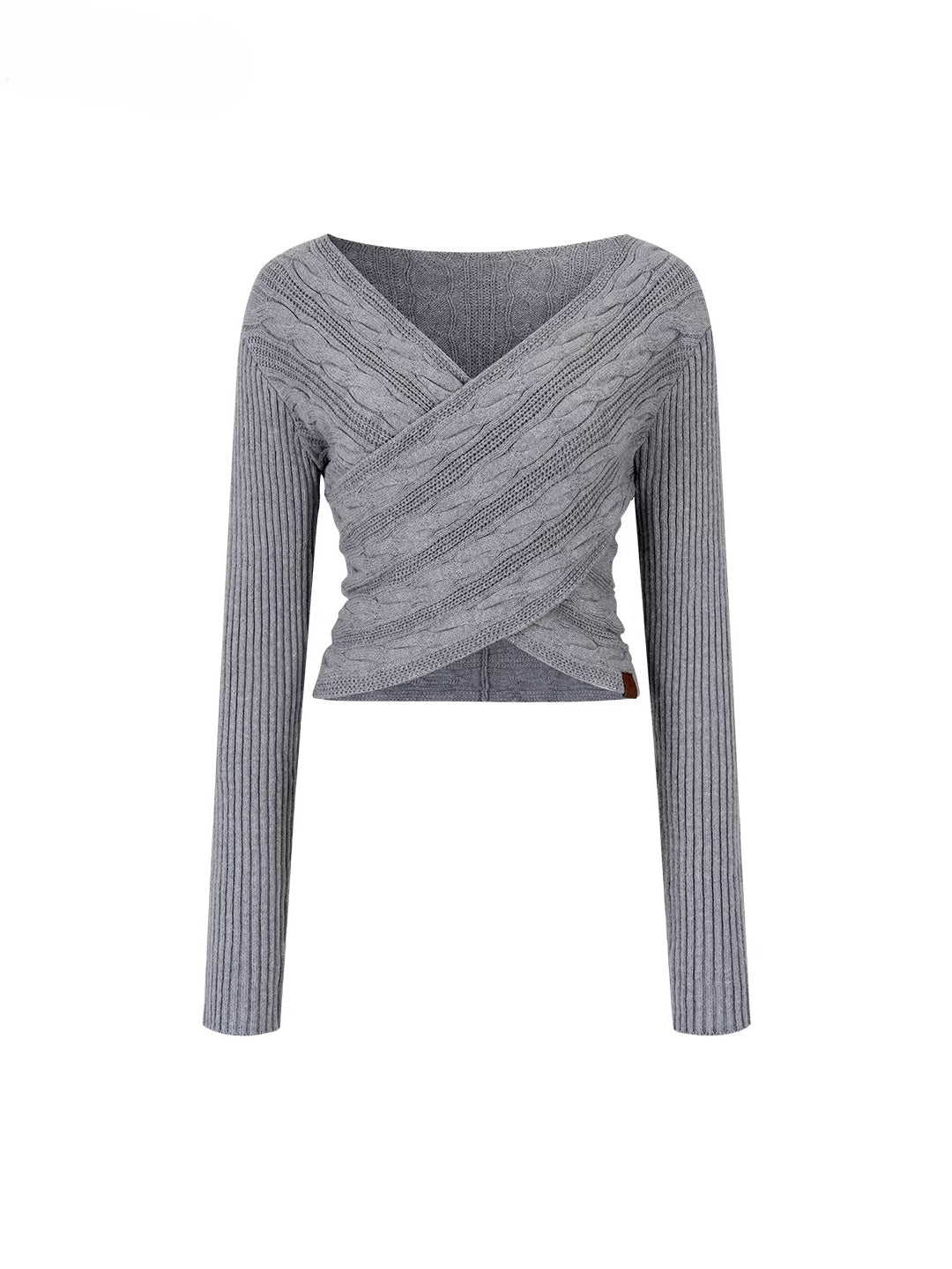 Twist-Knit Crossed Pullover