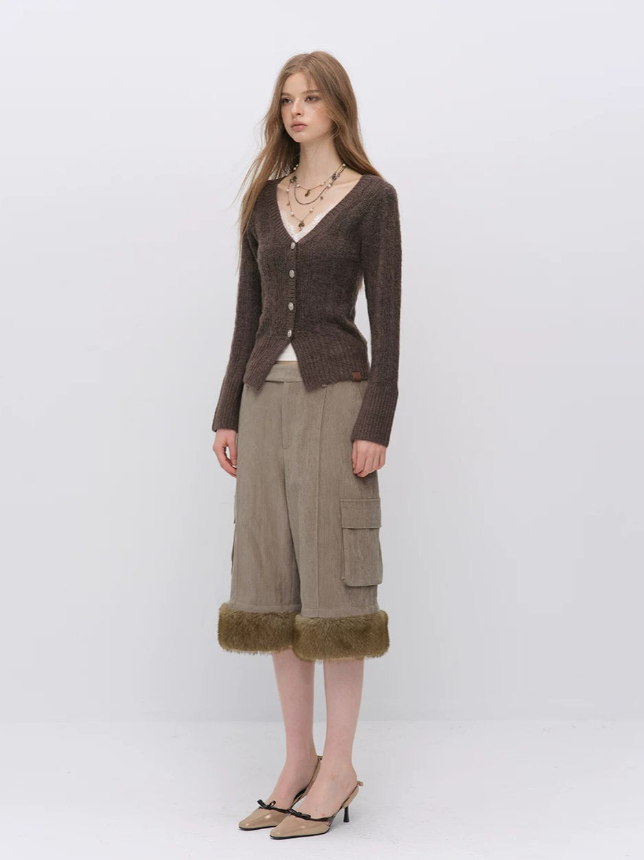 Cable-Knit V-Neck Cardigan