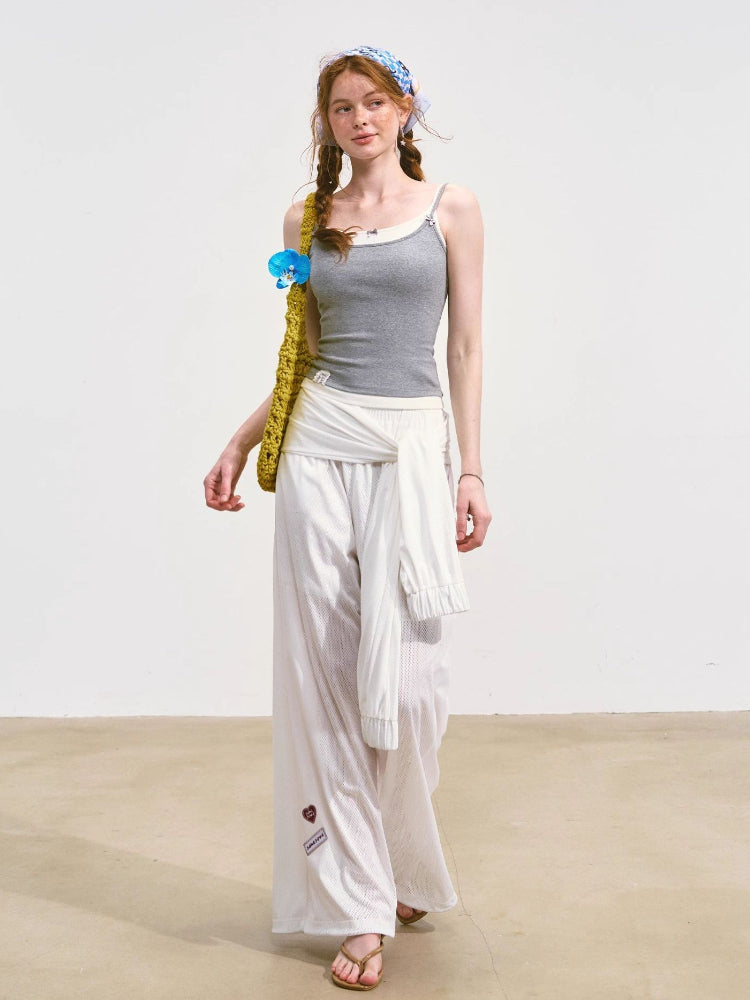 Tie-Waist Flowy Linen Wide-Leg Pants