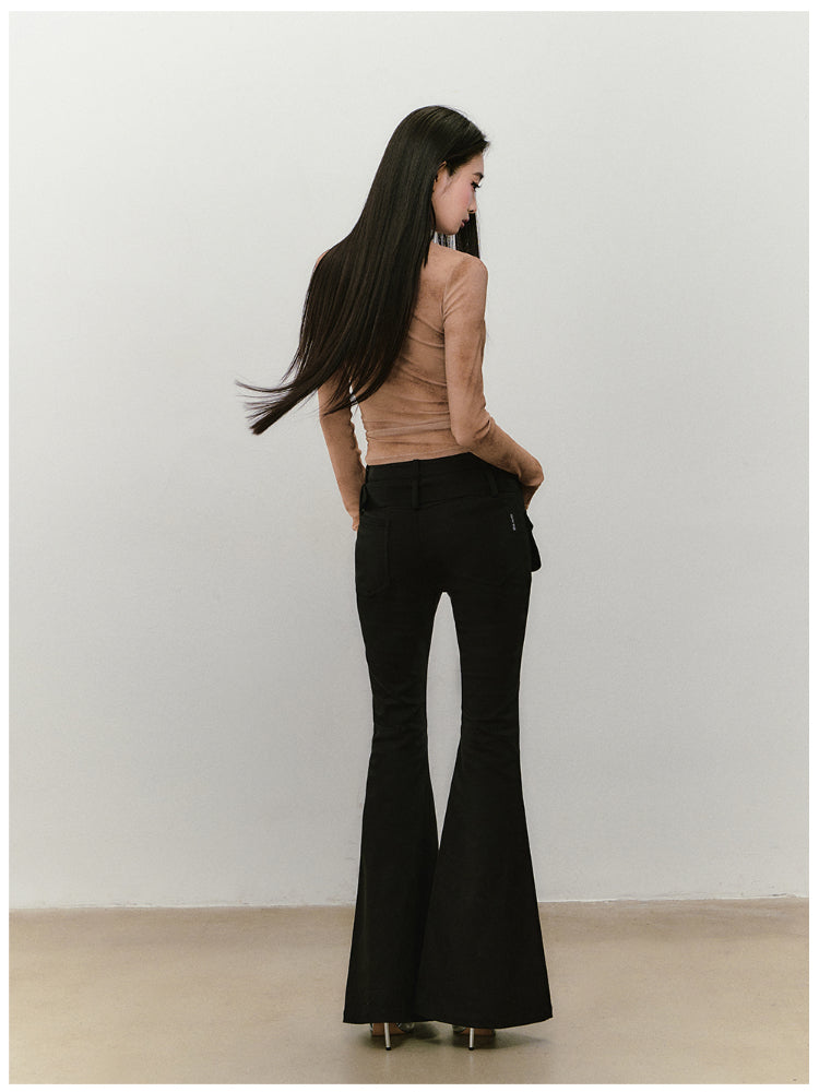 Chain Halter Draped Neck Fitted T-shirt