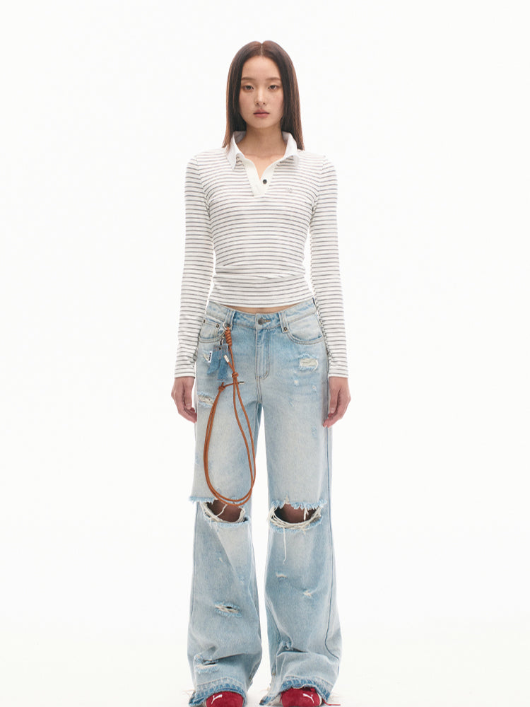 Vintage Slim Fit Black & White Striped T-shirt