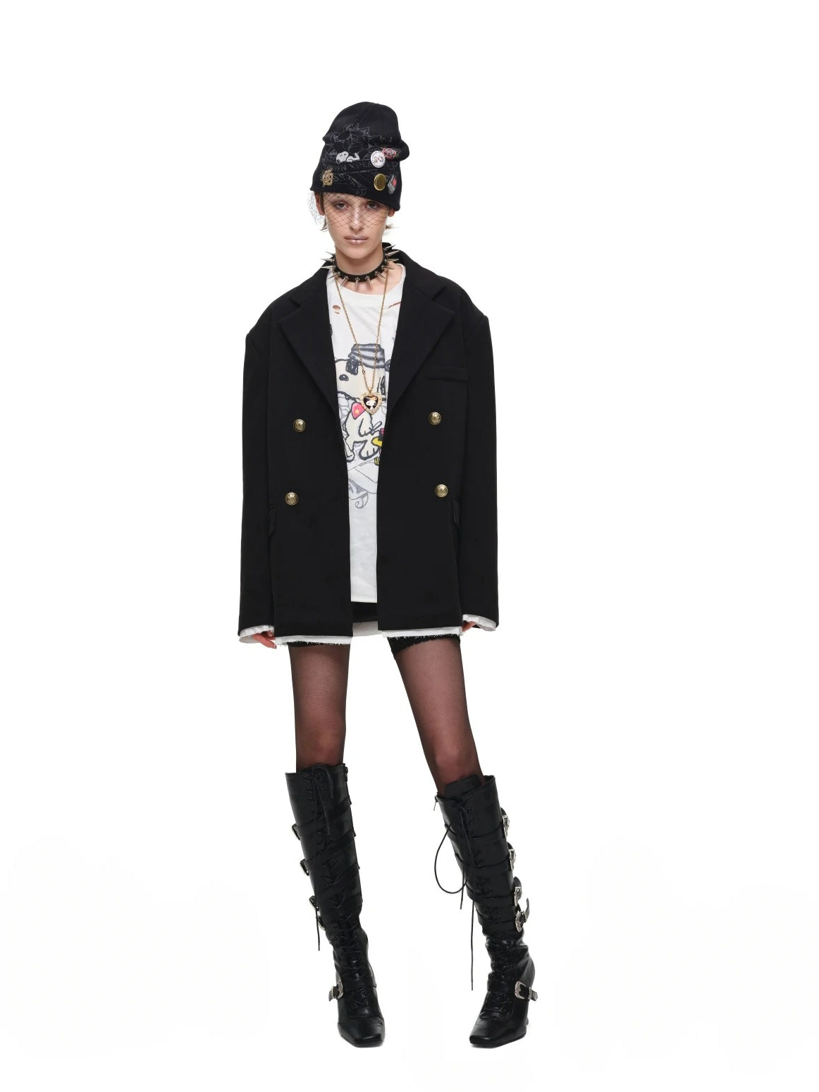 Black Contrast Layered Blazer