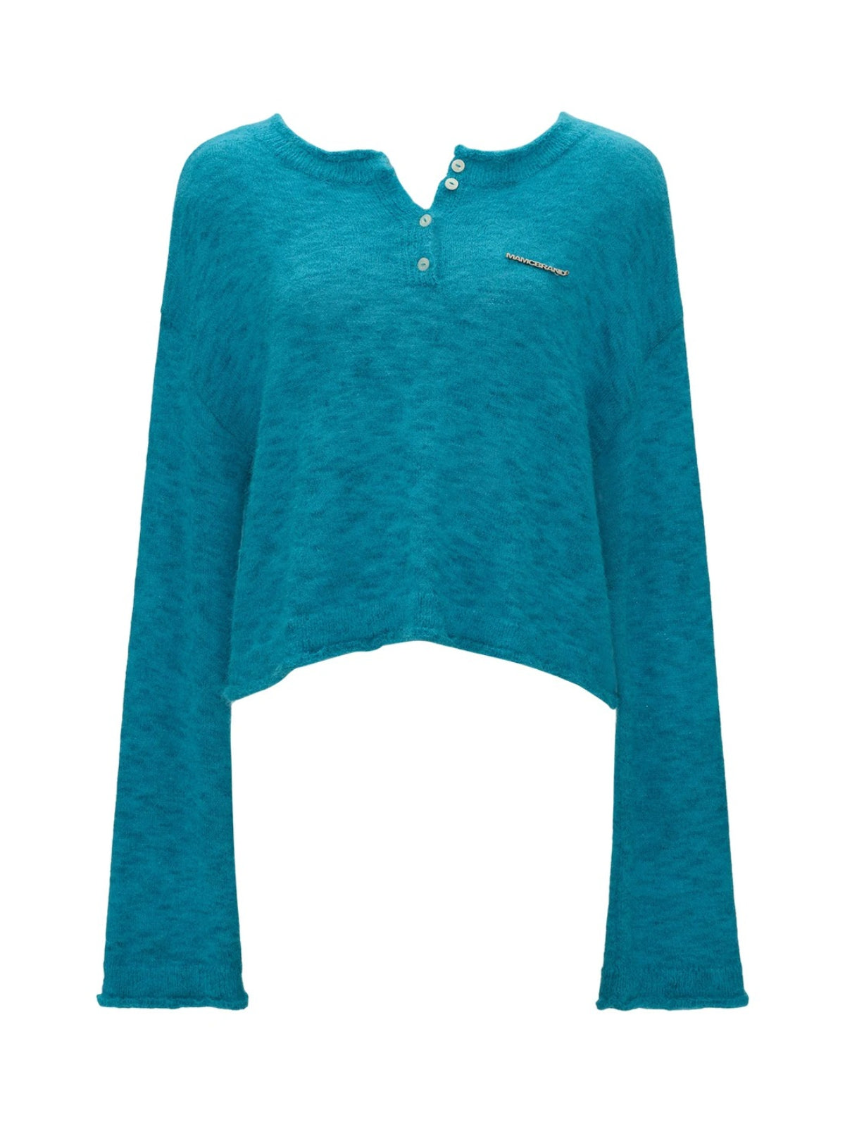 Mohair Open-Back Cropped Knit Sweater