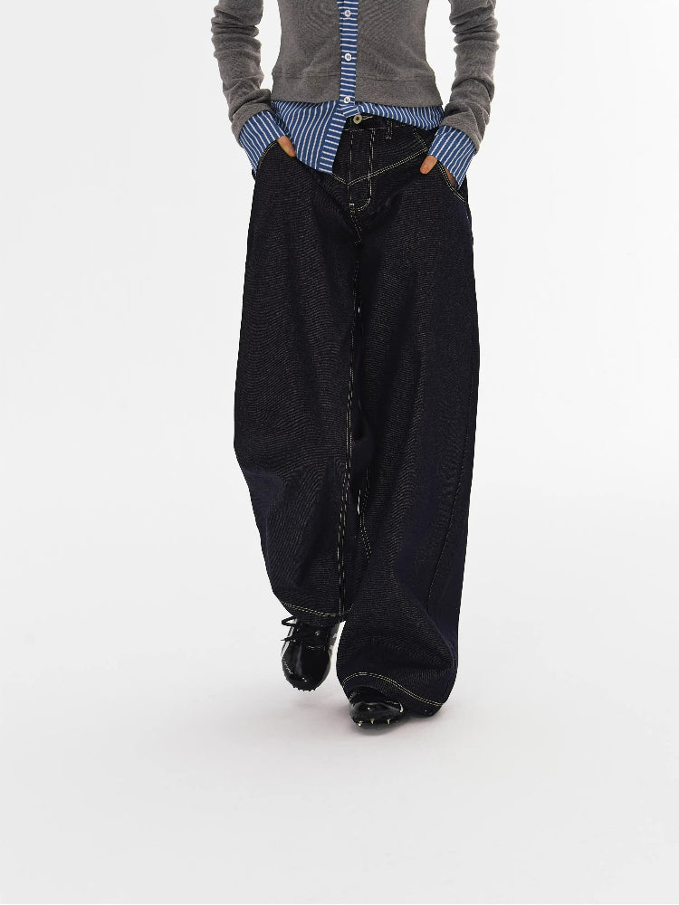 High Waist Raw Denim Jeans
