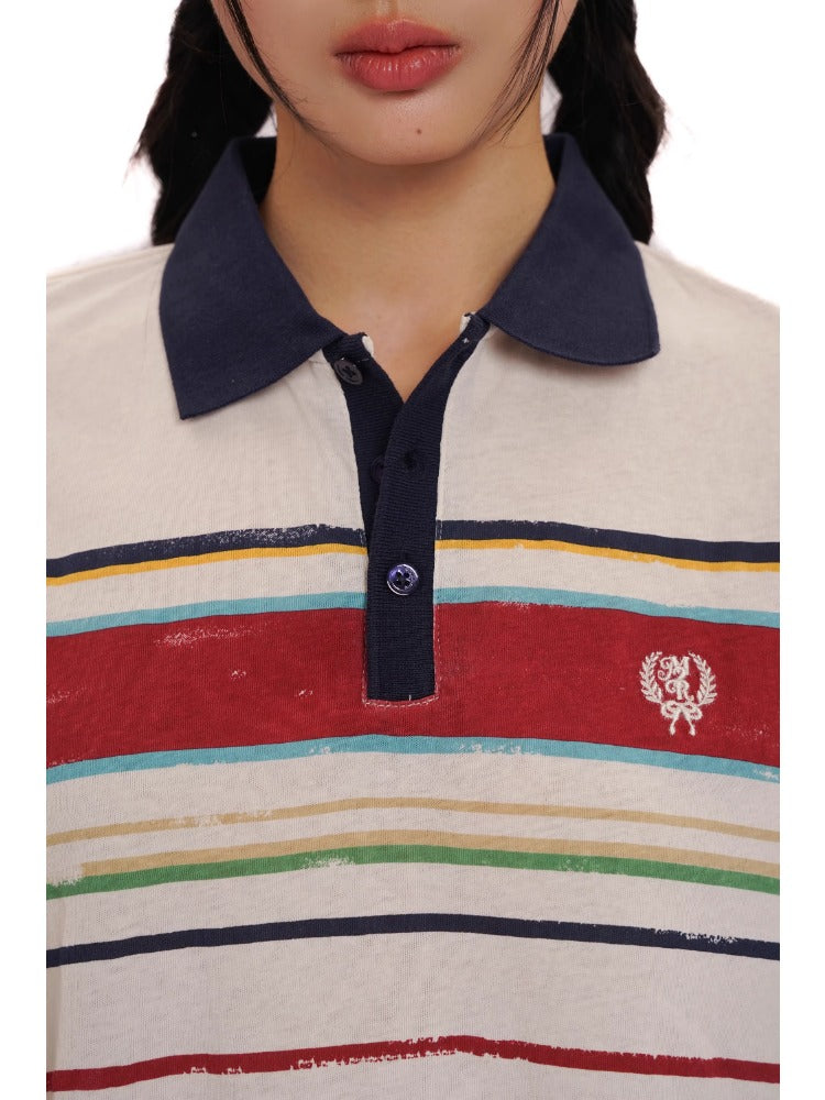 Distressed Stripes Contrast Retro T-shirt