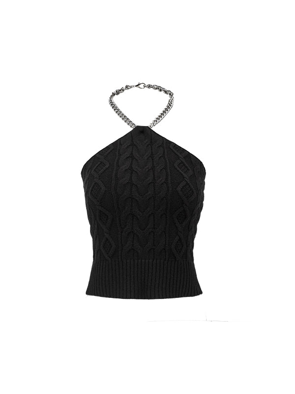 Black & White Chain Knit Tube Top