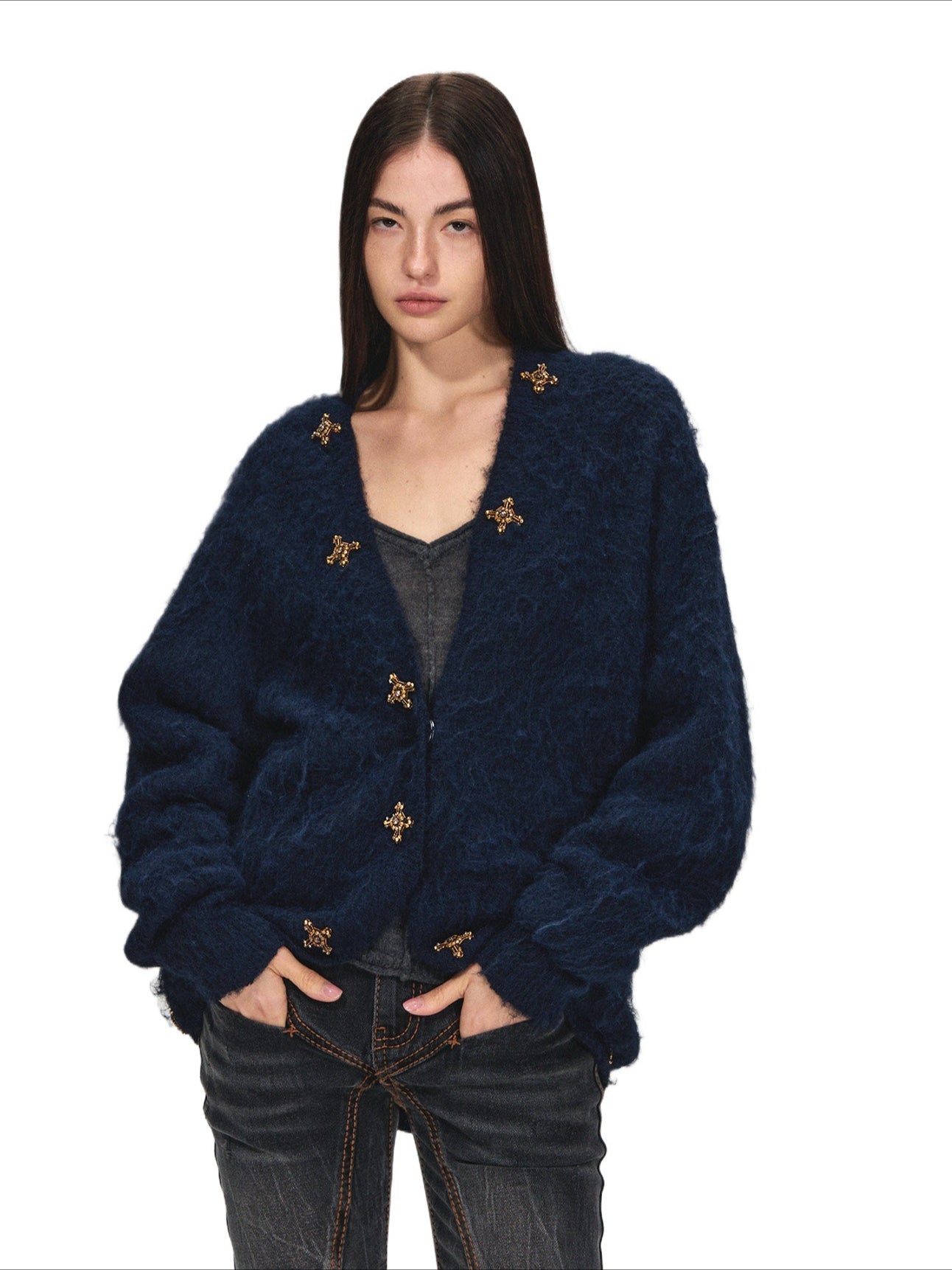 Beaded Alpaca Knit Cardigan
