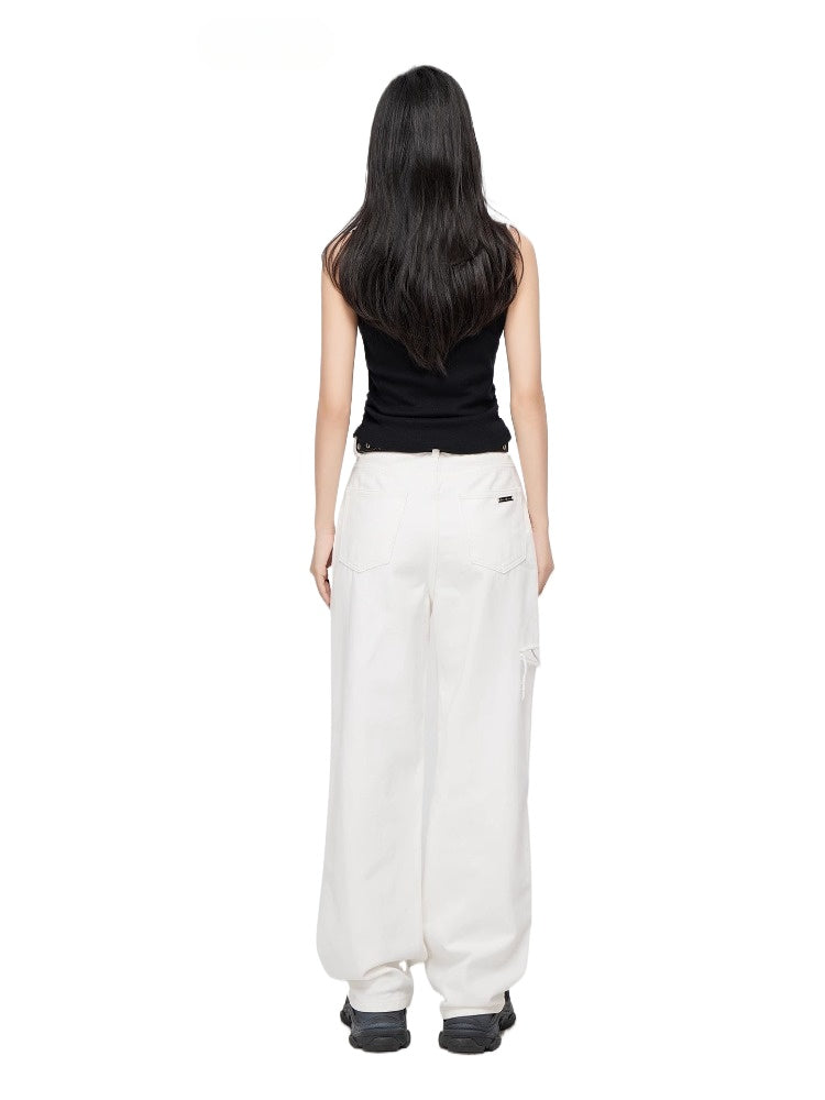 Ripped Denim Wide-Leg Pants