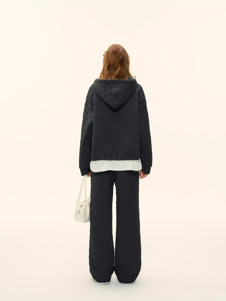 Quilted Shell Embroidery Hoodie Set