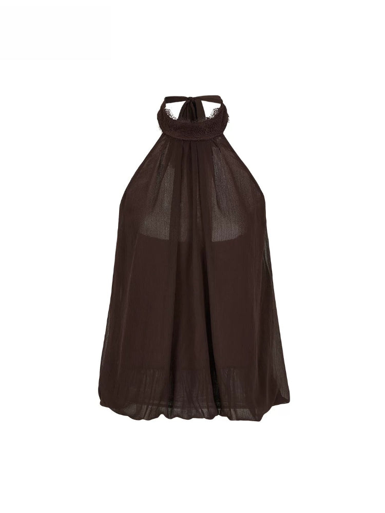 Pleated Halter Chiffon Top