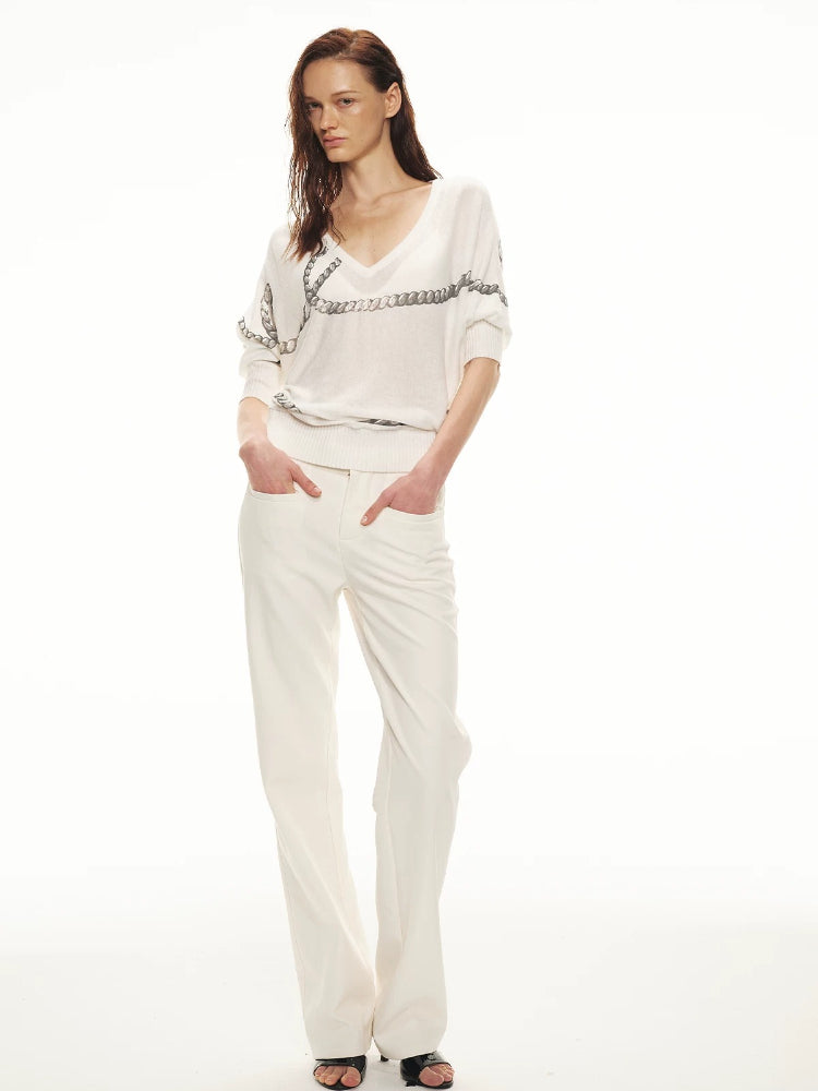 Classic White Straight Trousers