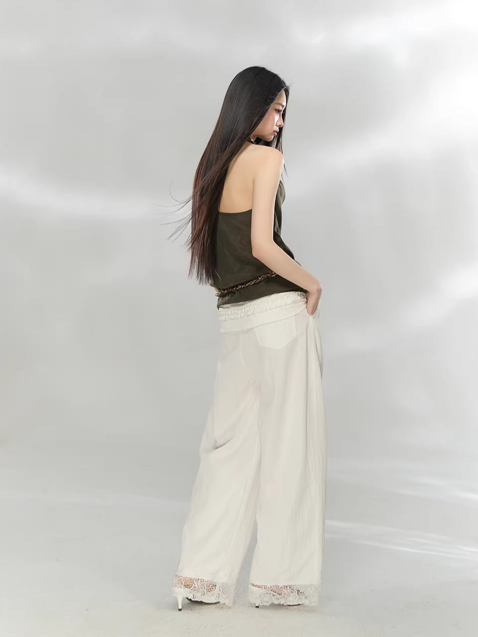 Lace Patchwork Tailored Trousers