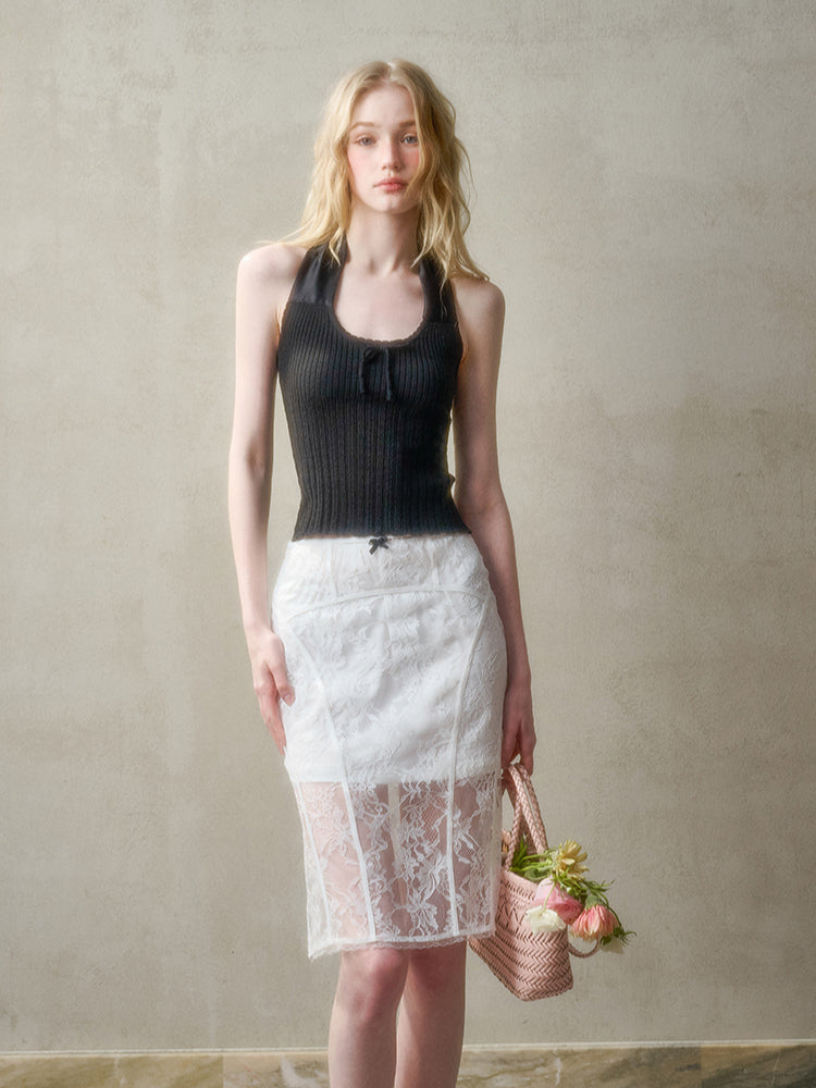 Bow-Halter Knit Camisole