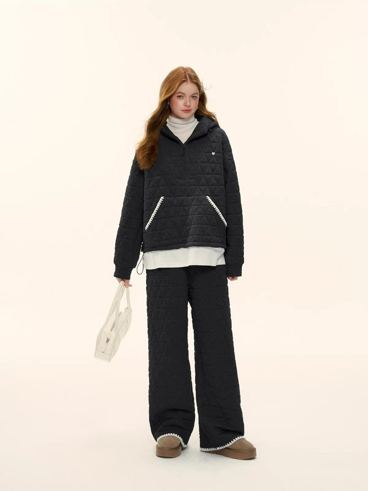 Quilted Shell Embroidery Hoodie Set