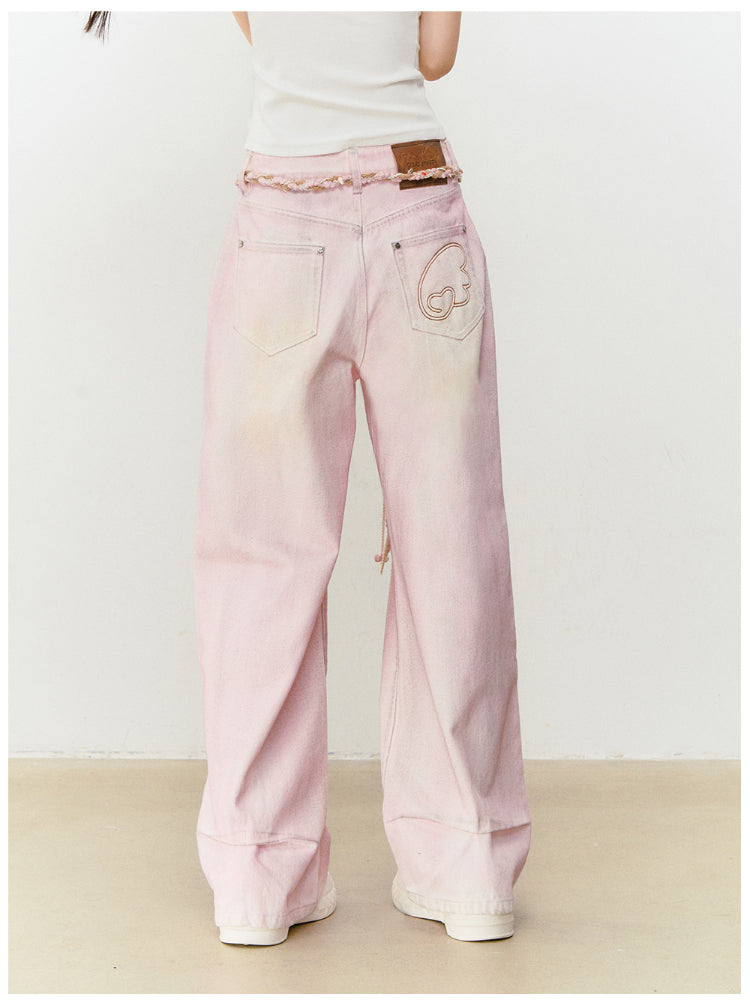 Pink Washed Distressed Jeans