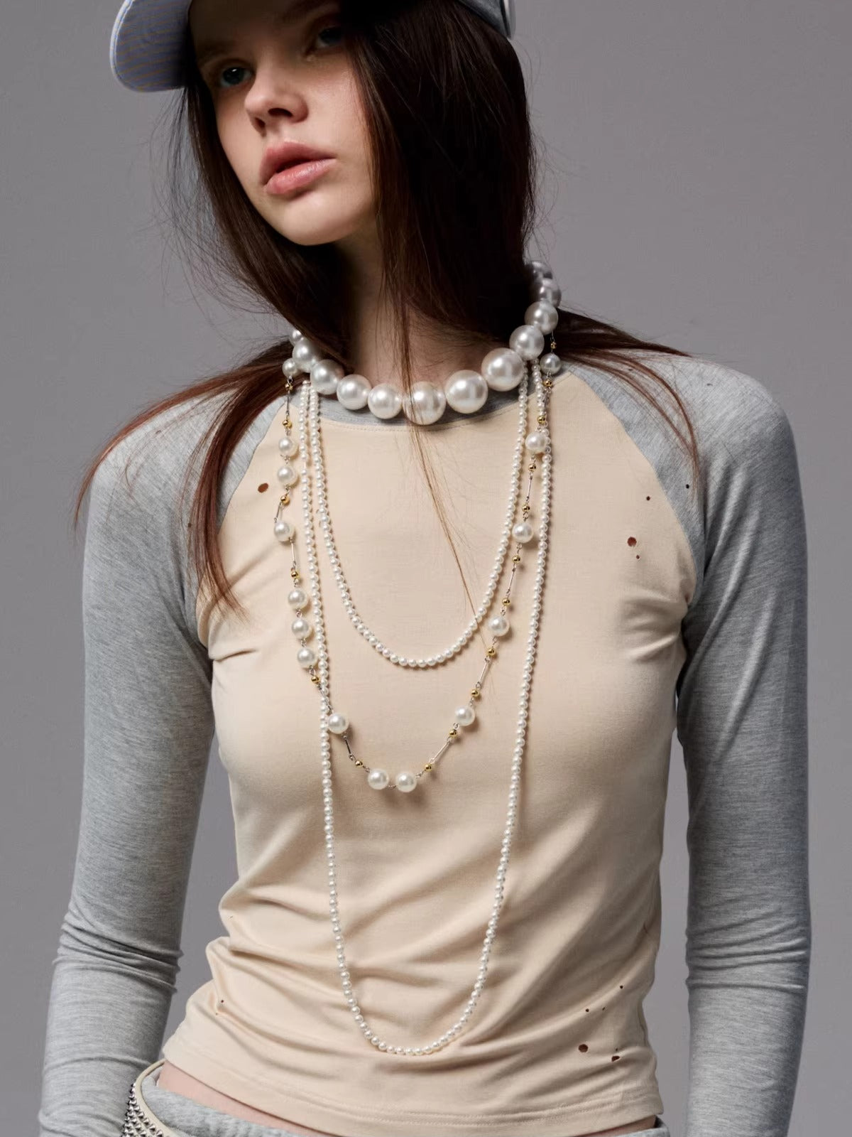 Long Pearl Chain Necklace