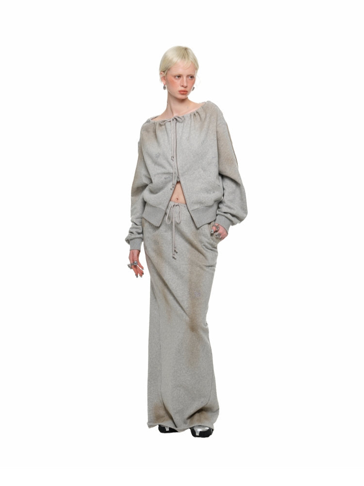Mud Dyed Rhinestone Sweatshirt & Pant Set