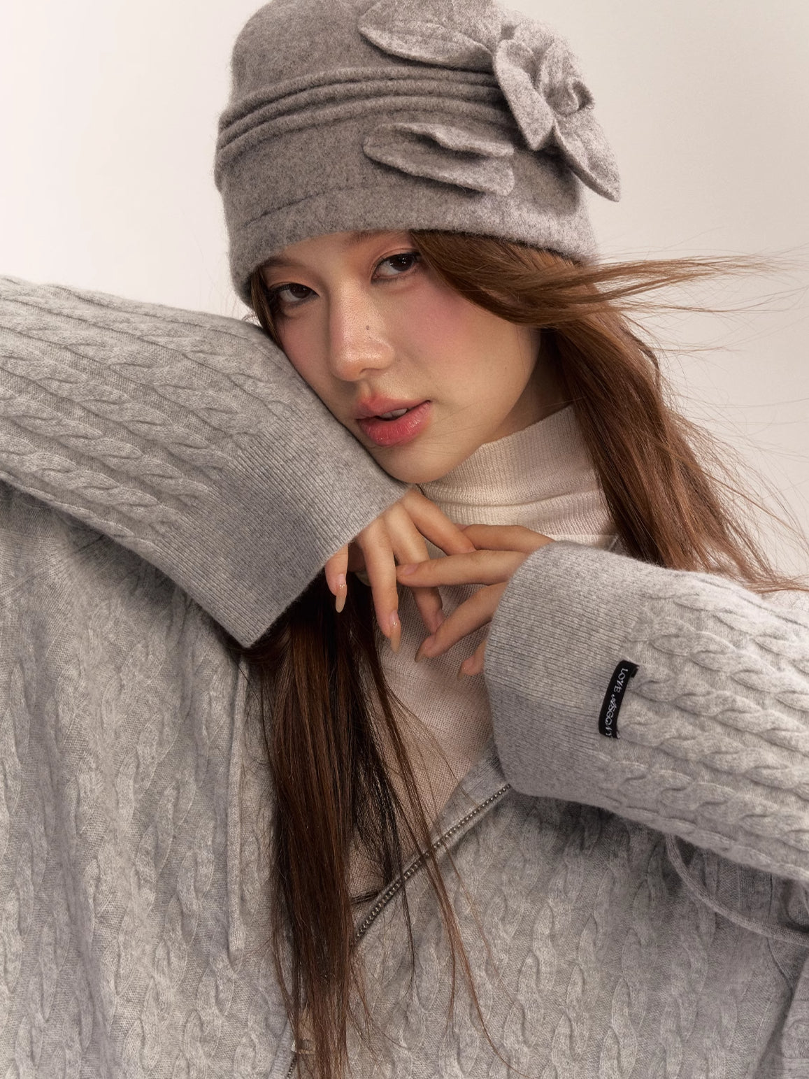 Wool Blend Hooded Knit Cardigan