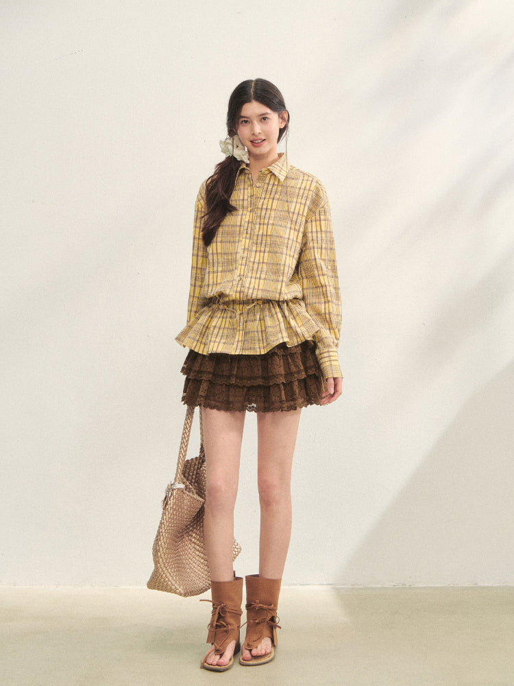 Multi-layer Ruffle Elastic Waist Tiered Skirt