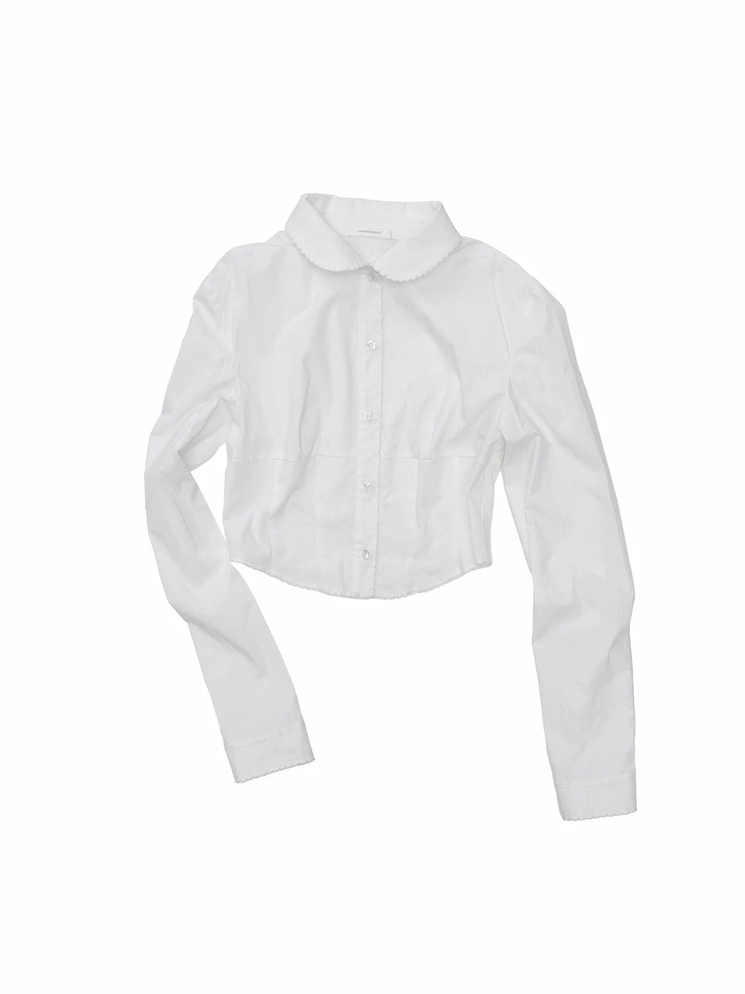 Scallop Collar Crop Shirt