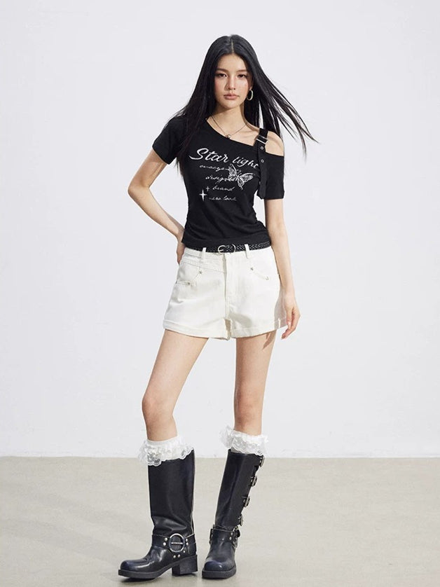 Butterfly Off-Shoulder Tee