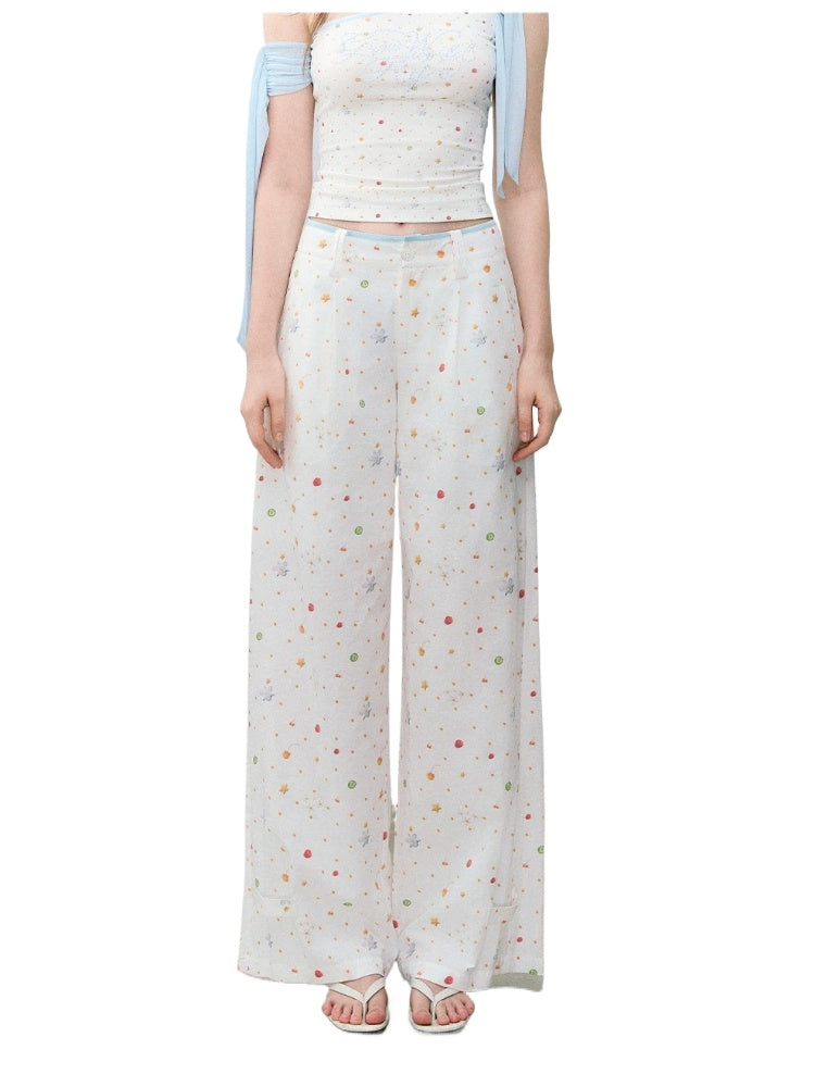 Printed Wide-Leg Pants