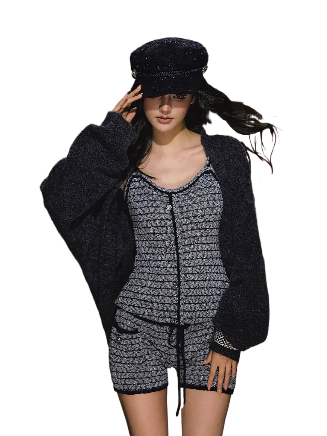 Striped Jumpsuit $ Cardigan Set