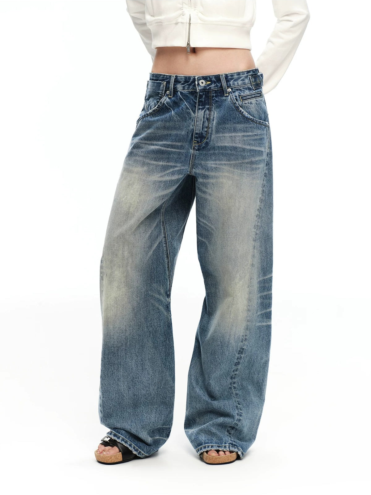 Washed Straight Jeans