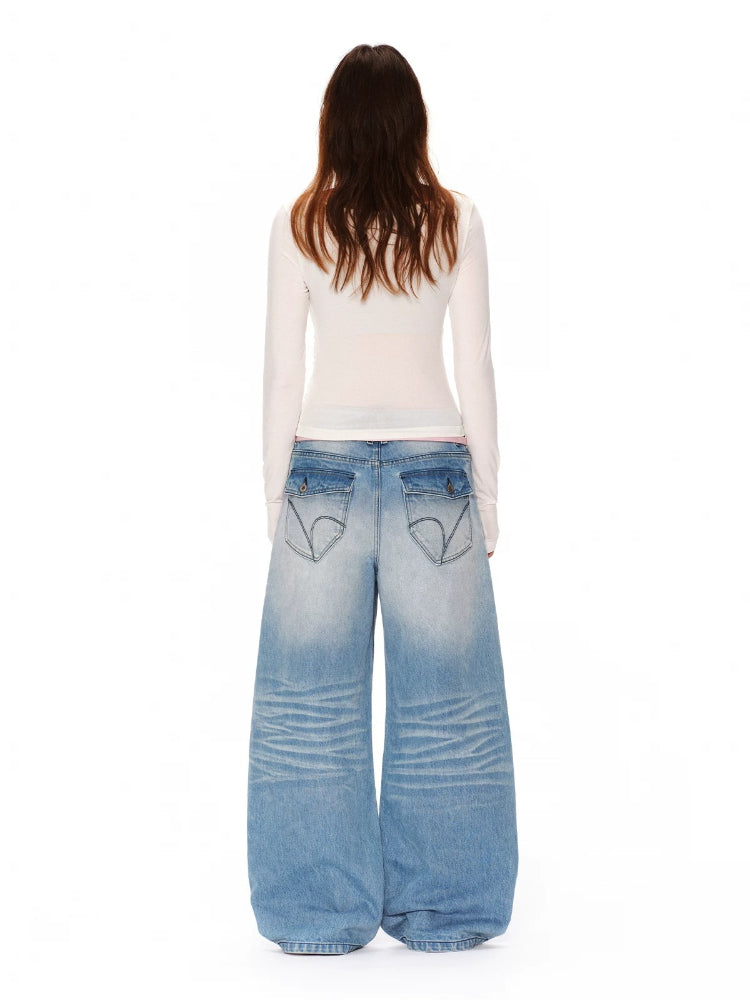 Washed Cat Whisker Jeans