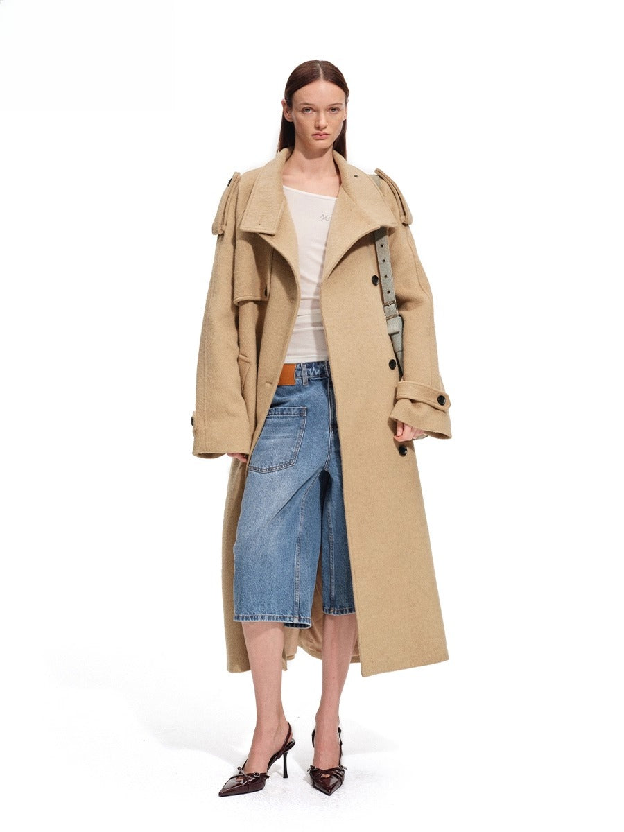 Silk Wool Blend Trench Coat