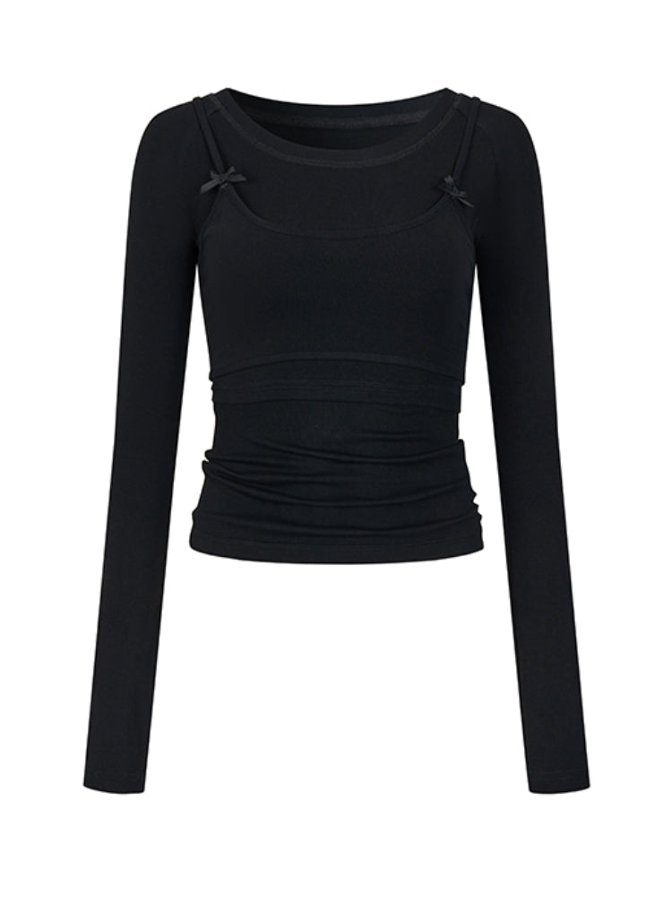 Butterfly Bow Vest & Base Layer T-Shirt Long-Sleeve Set