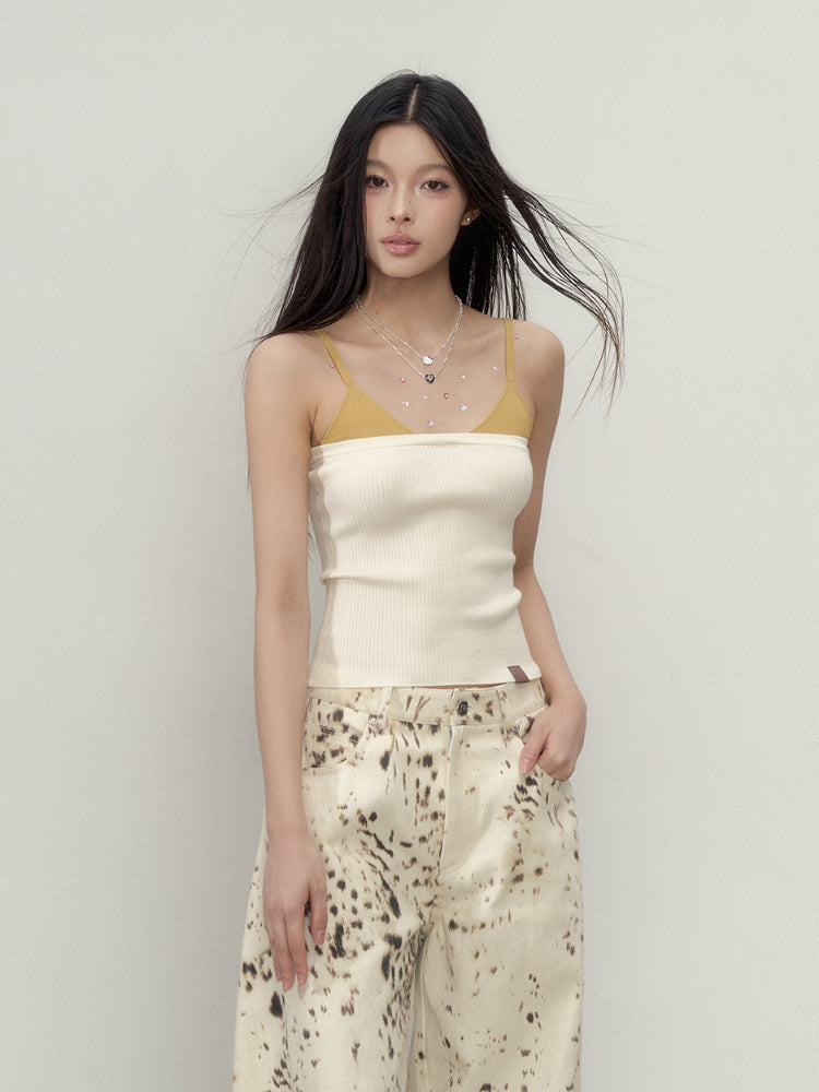 Color-Block Spliced Strap Vest