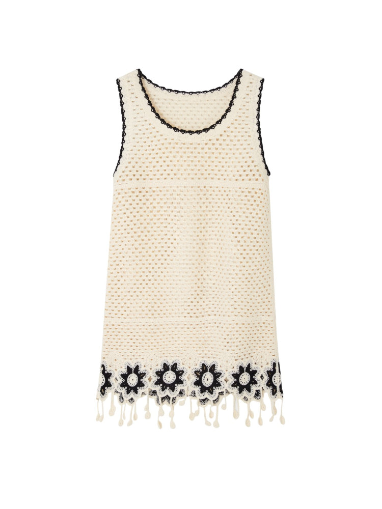 Lace Hollow Out Sleeveless Mini Dress